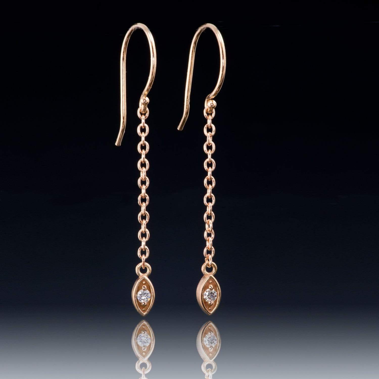 Rose Gold Dangler Drop Pure Silver Earrings – Curio Cottage