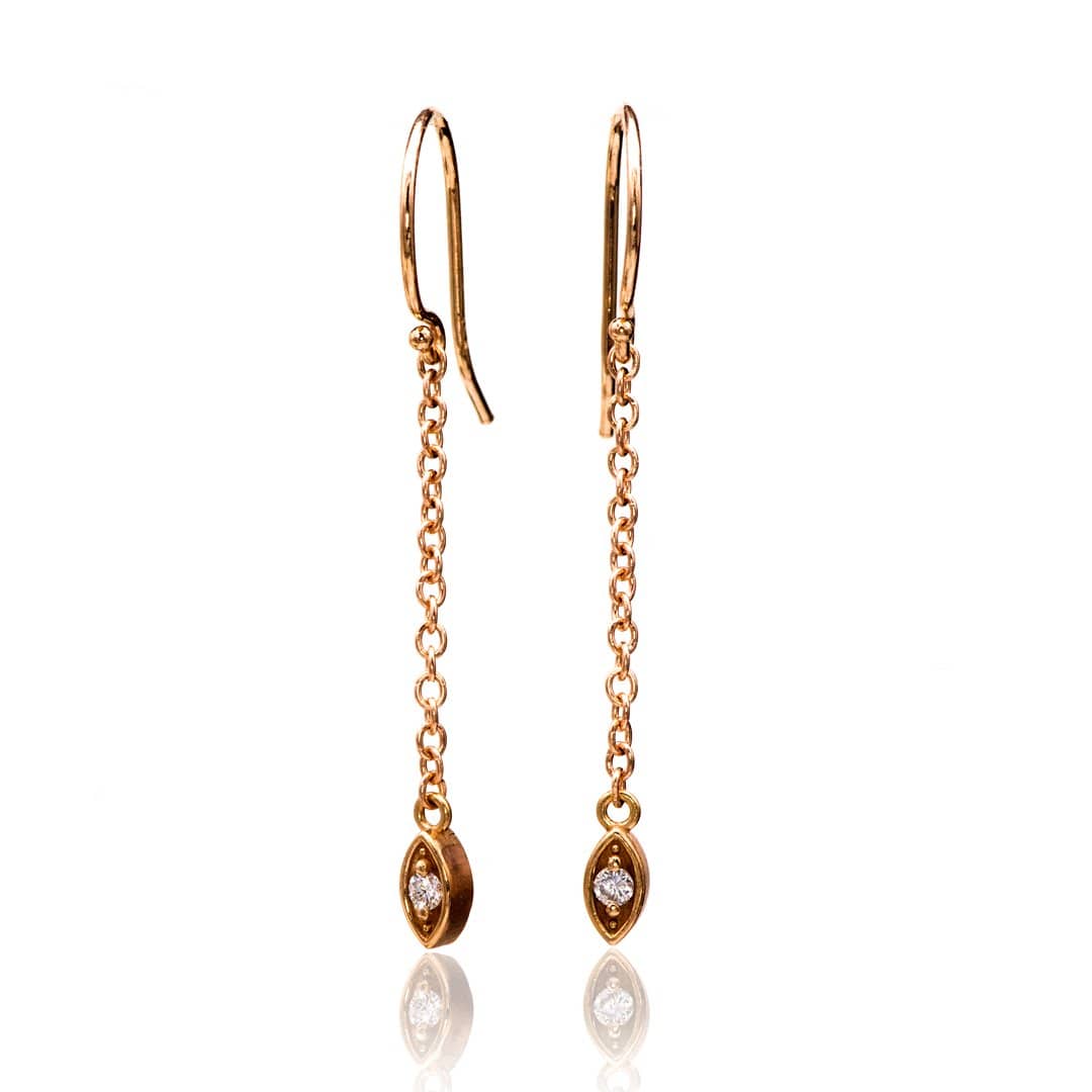 Diamond Marquise Shape Long Dangle Earrings Earrings by Nodeform