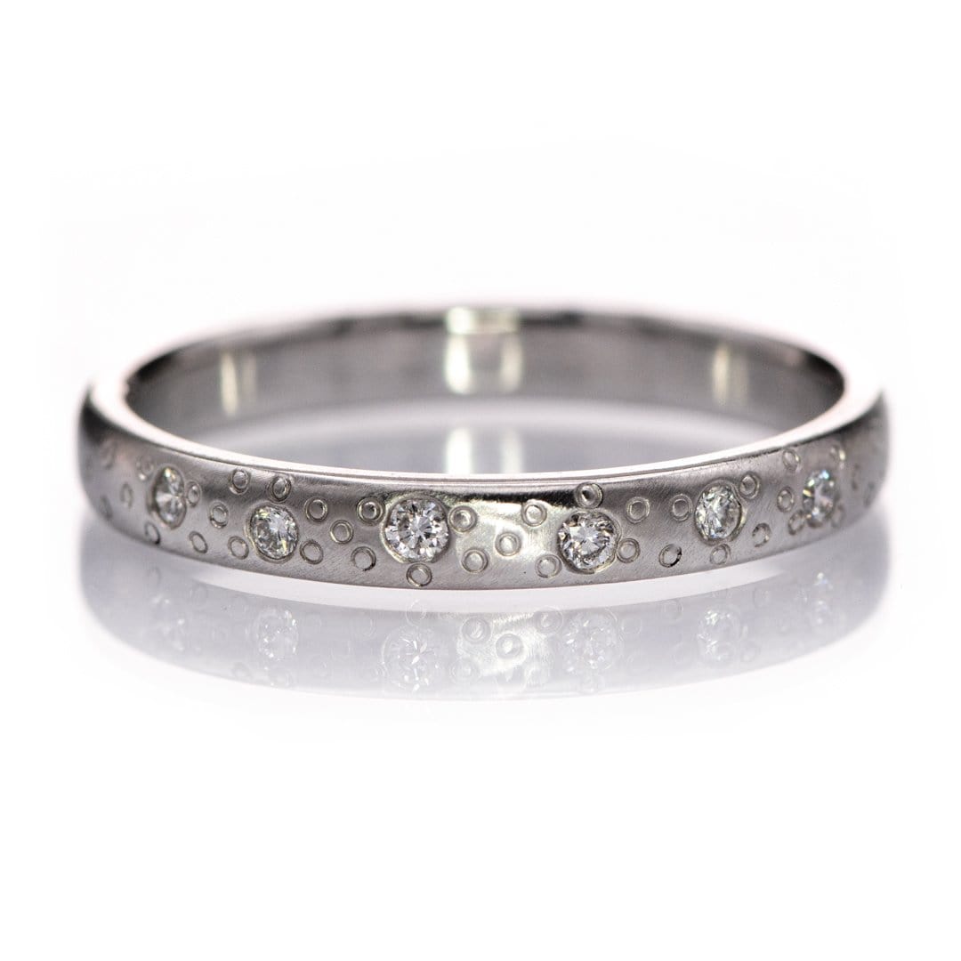 Diamond Star Dust Wedding Ring 14kPD White Gold / 3mm Ring by Nodeform