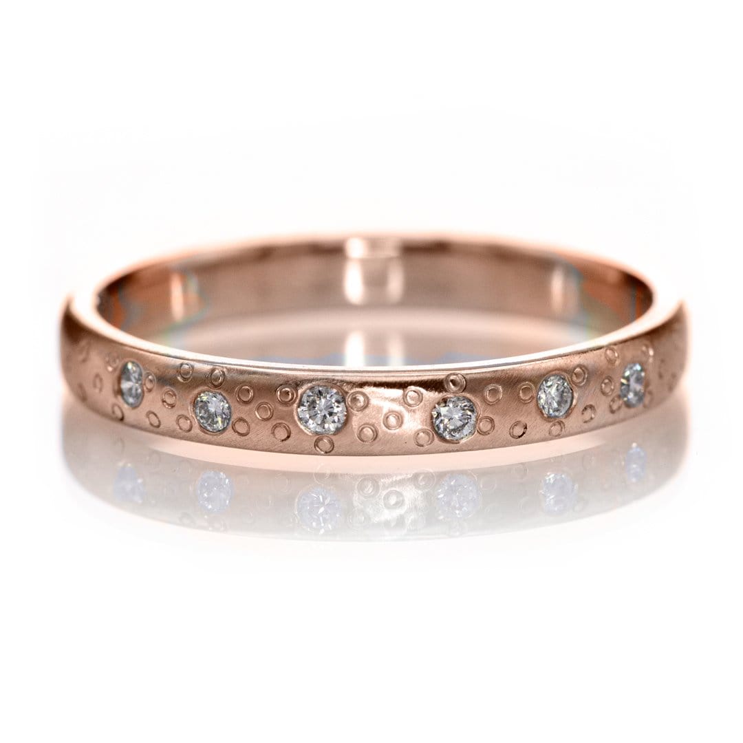 Diamond Star Dust Wedding Ring 14k Rose Gold / 3mm Ring by Nodeform