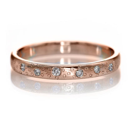 Moissanite Star Dust Wedding Ring 3mm / 14k Rose Gold Ring by Nodeform