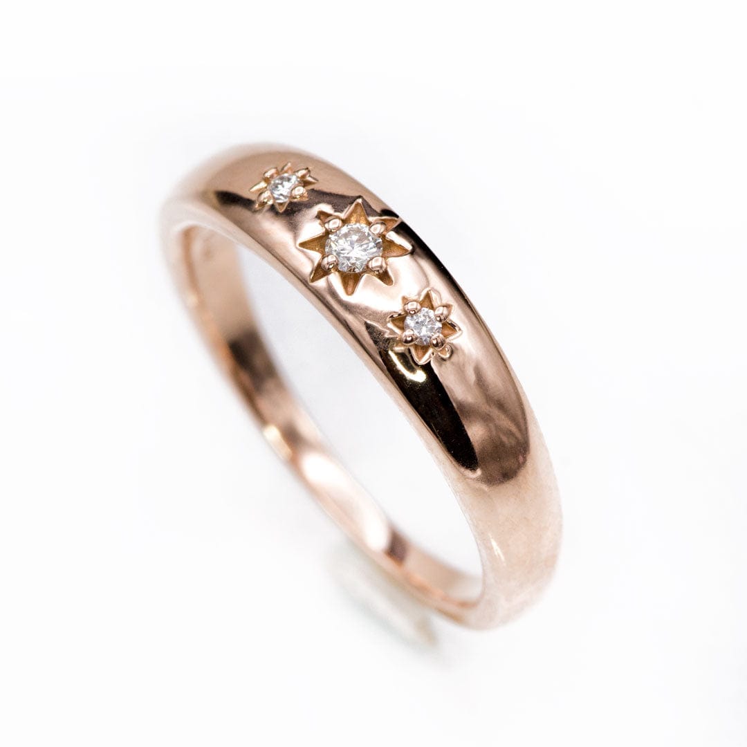 Starbust Band - Tapered Star Set Diamond Stacking Wedding or Anniversary Ring Ring by Nodeform
