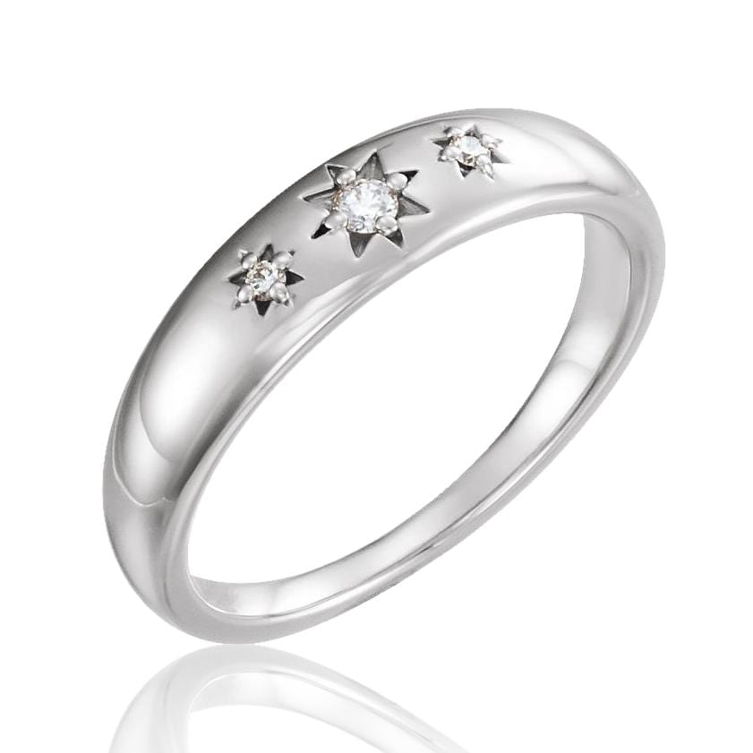 Starbust Band - Tapered Star Set Diamond Stacking Wedding or Anniversary Ring Ring by Nodeform