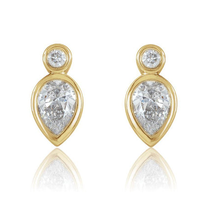 1/3 CTW Pear Diamond Bezel Set Stud Earrings Earrings by Nodeform