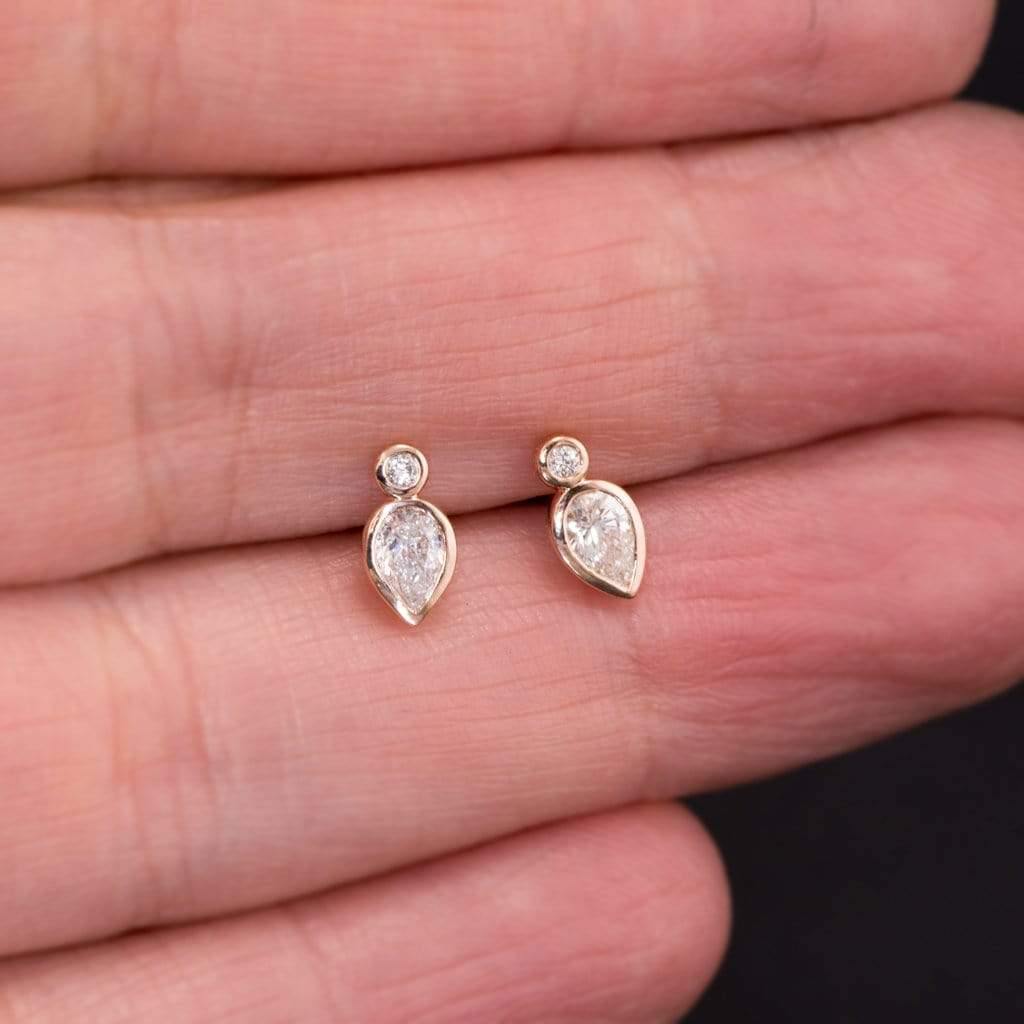 1/3 CTW Pear Diamond Bezel Set Stud Earrings Earrings by Nodeform