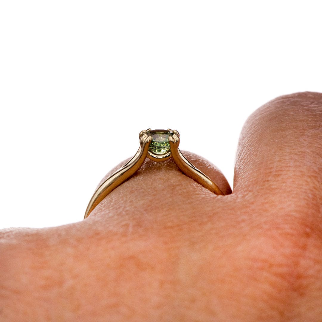 Green Sapphire Double Prong Solitaire Engagement Ring Ring Ready To Ship by Nodeform