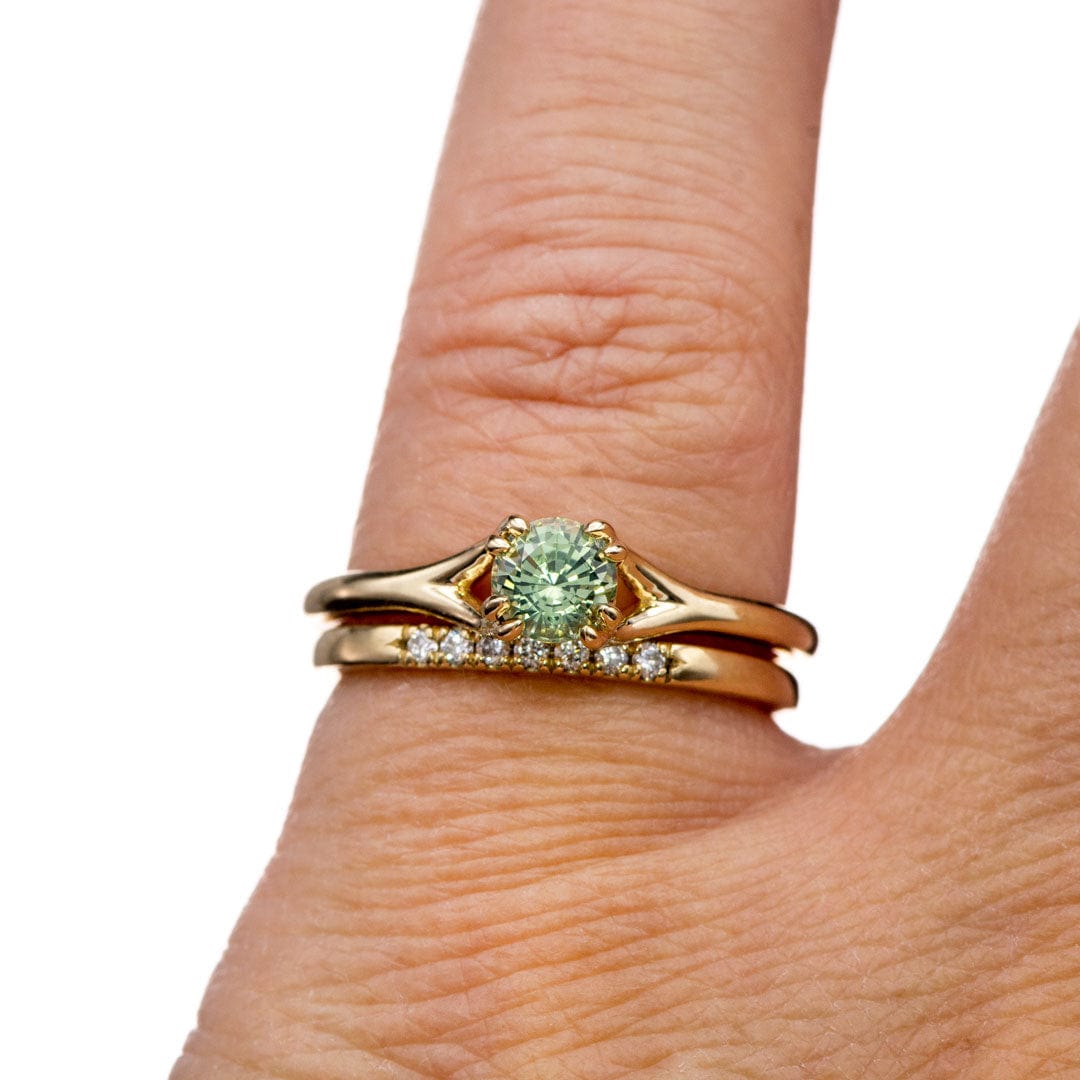 Green Sapphire Double Prong Solitaire Engagement Ring Ring Ready To Ship by Nodeform