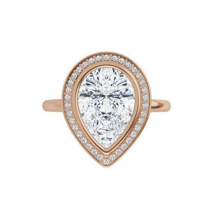 Hale Ring - Bezel Set Engagement Ring with Diamond Halo- Setting only