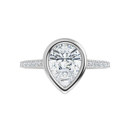Sonia - Bezel Set Engagement Ring with Accented Cathedral Shank - Setting only