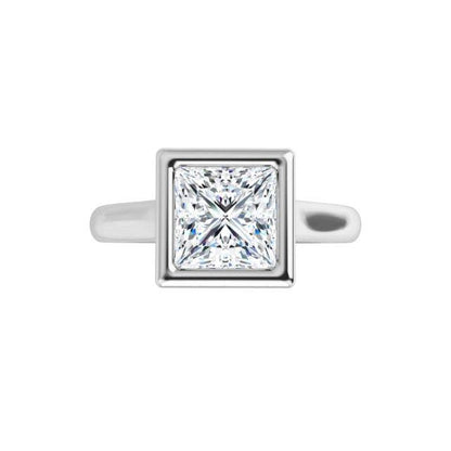 Olivia Bezel Set Solitaire Cathedral Engagement Ring - Setting only