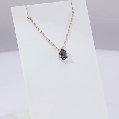 Pear London Blue Topaz Prong Set Pendant Necklace