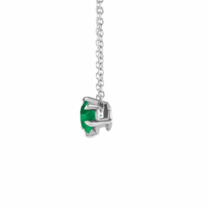 Round Lab-Grown Emerald Six Prong Set Slide Pendant Necklace Necklace / Pendant by Nodeform
