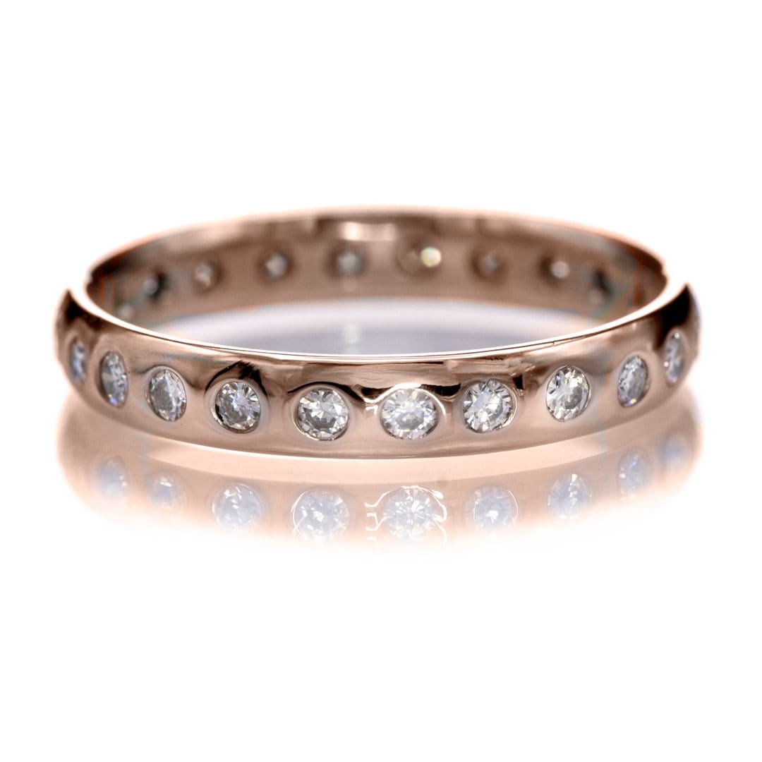 Narrow Moissanite or Diamond Flush Set Eternity Wedding Ring 2.5mm / 14k Rose Gold / Moissanites Ring by Nodeform