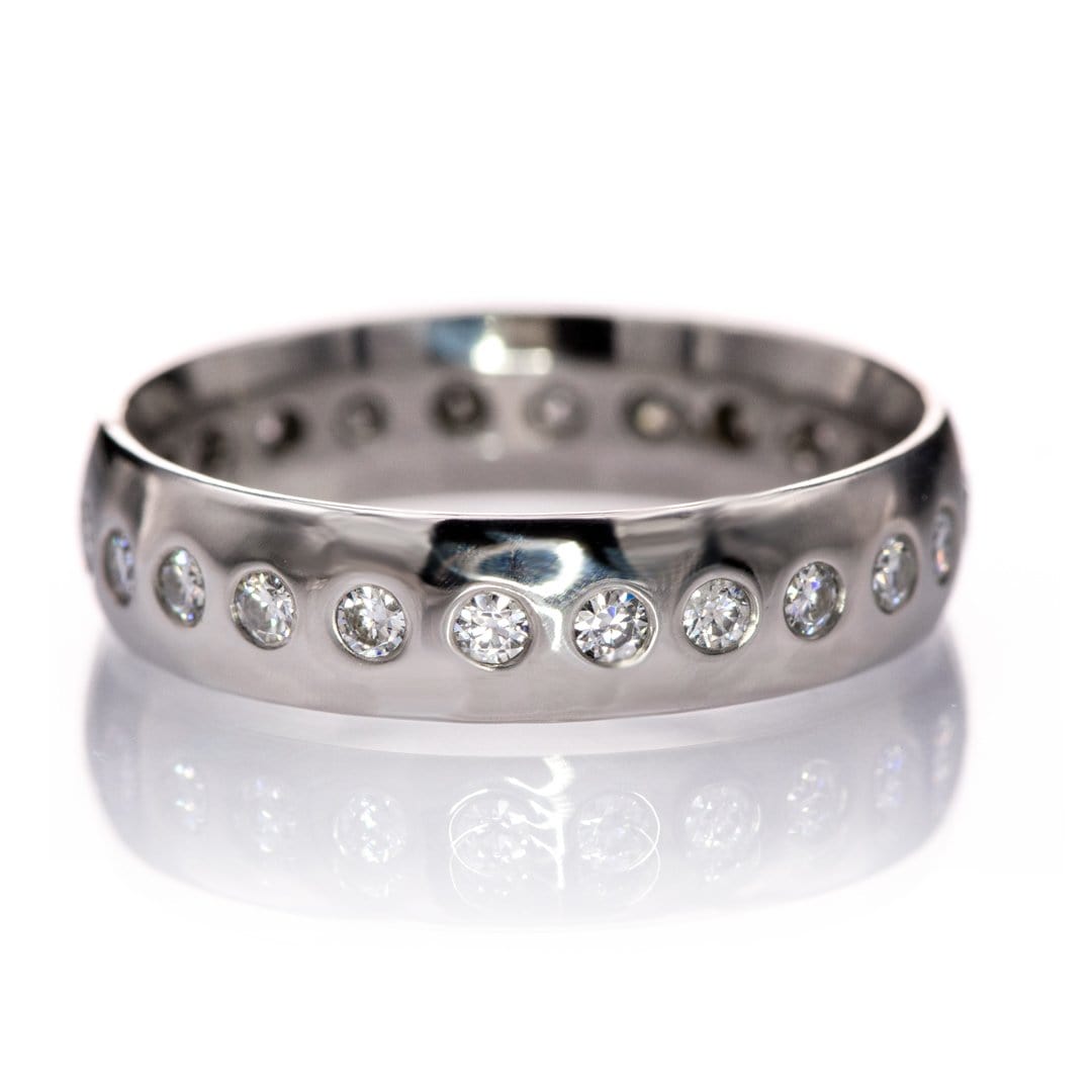 Narrow Moissanite or Diamond Flush Set Eternity Wedding Ring 4.5mm / 18kPD White Gold / Moissanites Ring by Nodeform