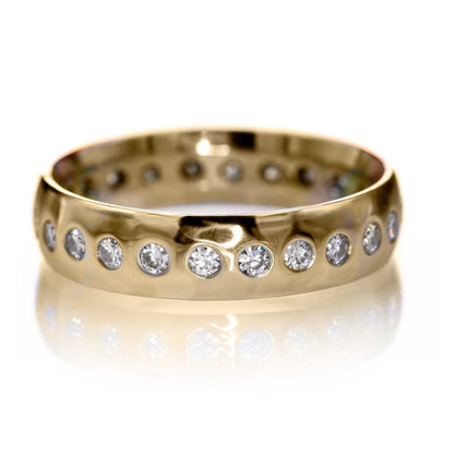 Narrow Moissanite or Diamond Flush Set Eternity Wedding Ring 4.5mm / 14k Yellow Gold / Moissanites Ring by Nodeform