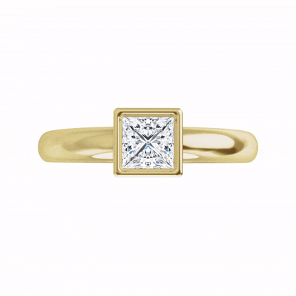 Princess Cut Moissanite Cutout Bezel Solitaire Engagement Ring Ring by Nodeform
