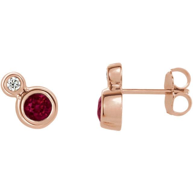Ruby and Diamond Cluster Bezel Set Stud Earrings Earrings by Nodeform