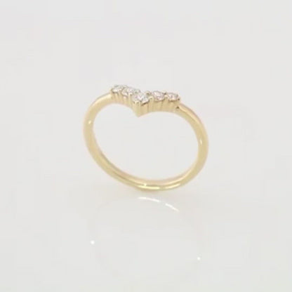Phoebe Band -Graduated Diamond or Sapphire V-Shape Contoured Stacking Wedding Ring