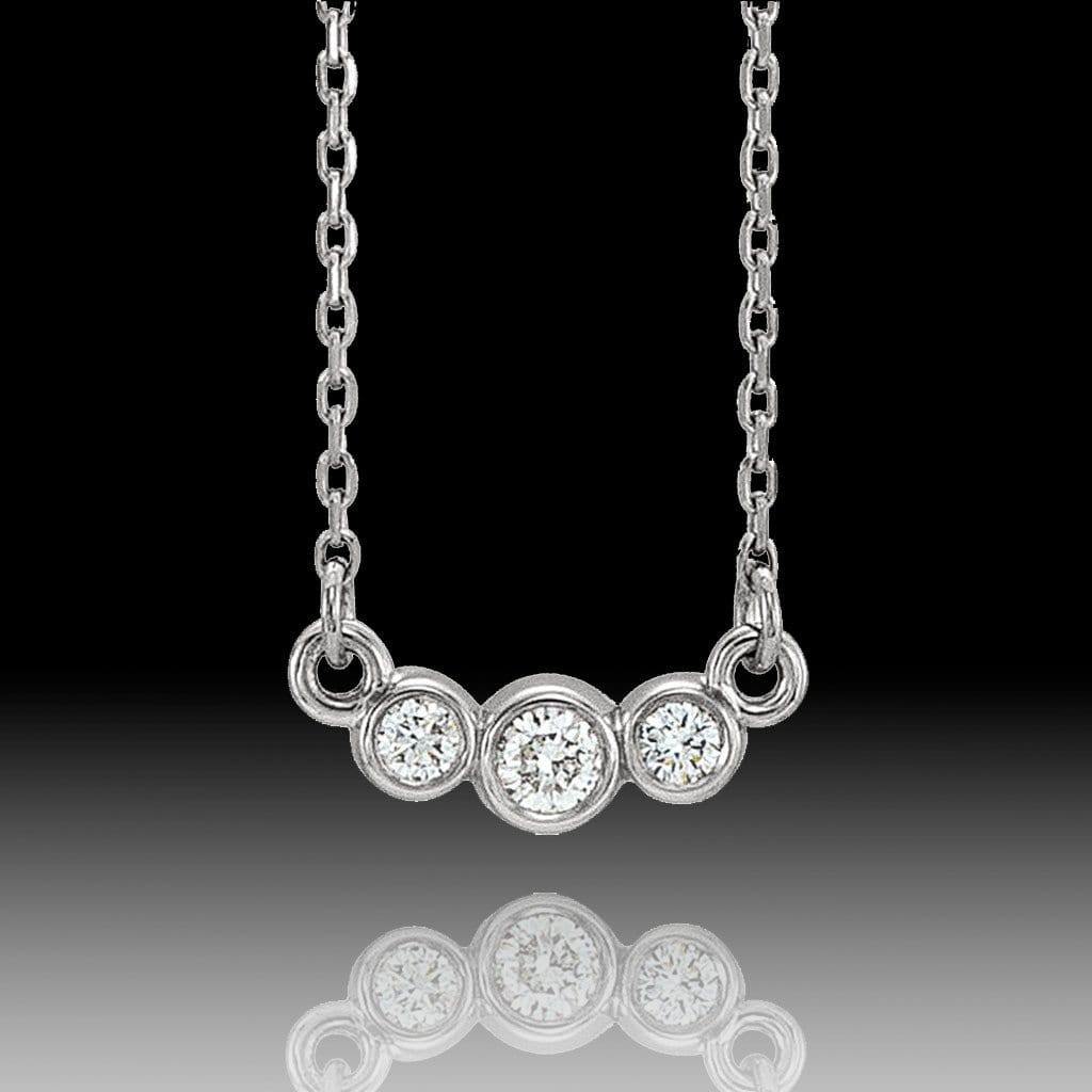 1/8 CTW Diamond Graduated Round Bezel Pendant Necklace 14k White Gold (contains Nickel) / Genuine Diamonds H+/I1 Necklace / Pendant by Nodeform