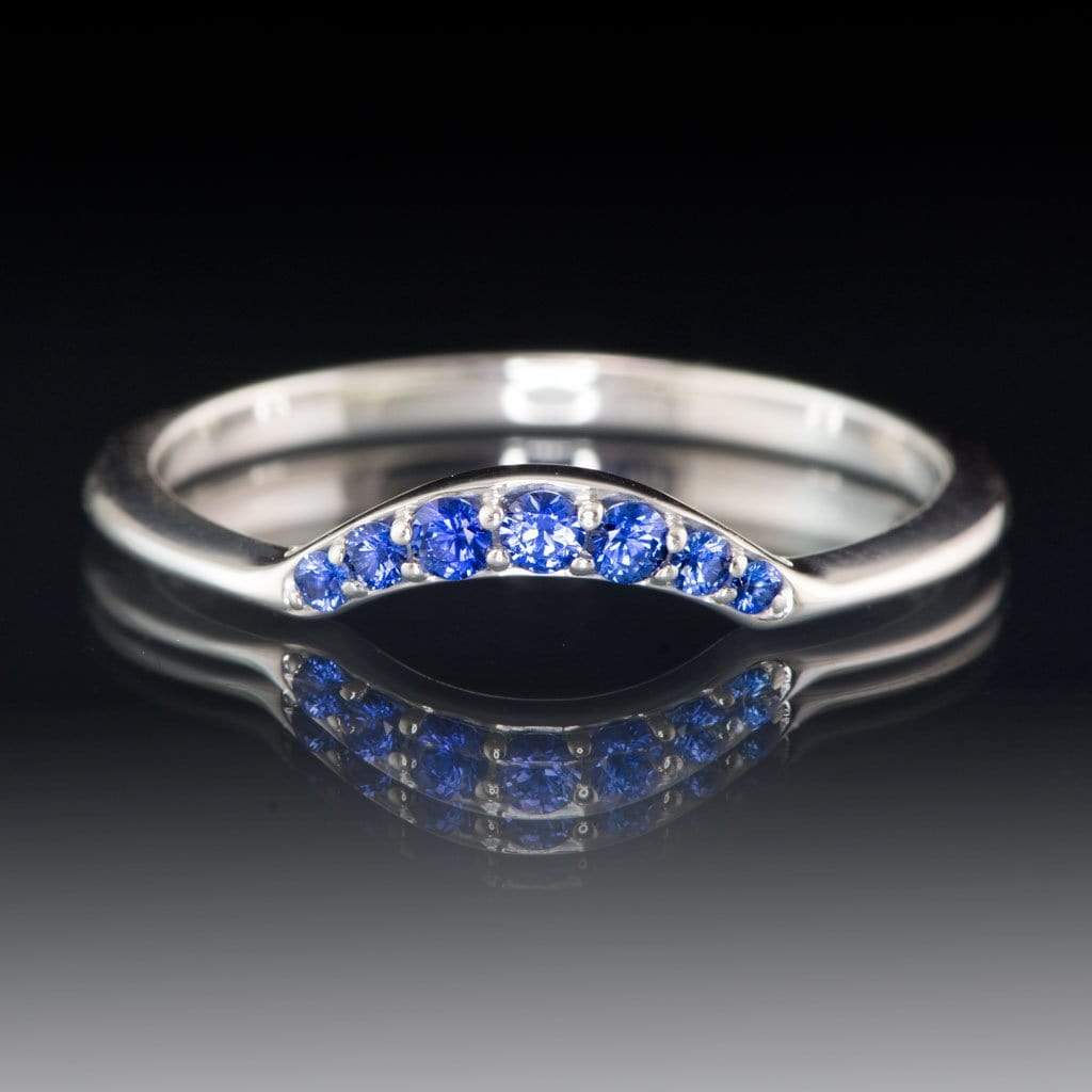 Selena - Graduated Blue Sapphire Curved Contoured Stacking Wedding Ring Ring by Nodeform