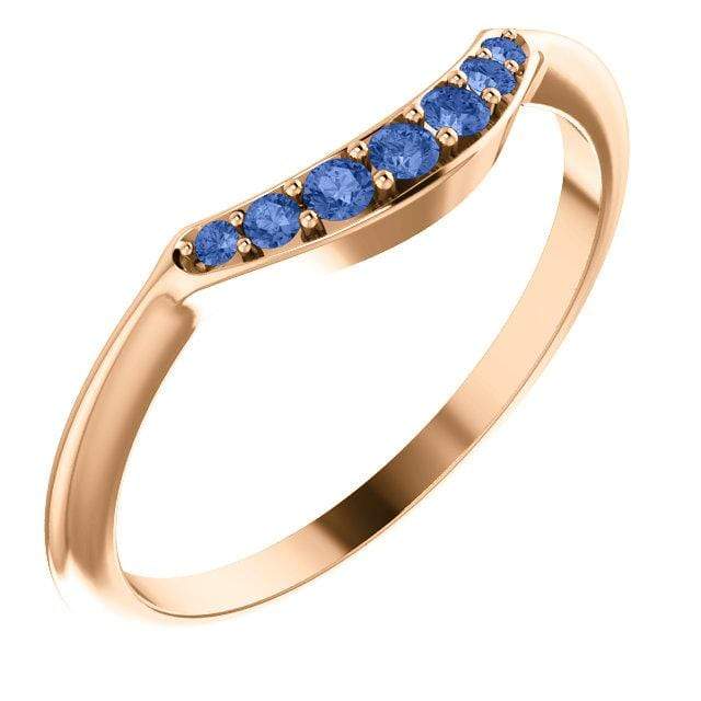 Selena - Graduated Blue Sapphire Curved Contoured Stacking Wedding Ring Ceylon Blue Sapphires / 14k Rose Gold Ring by Nodeform