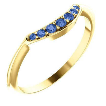 Selena - Graduated Blue Sapphire Curved Contoured Stacking Wedding Ring Ceylon Blue Sapphires / 14K Yellow Gold Ring by Nodeform