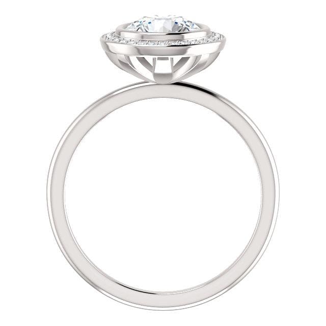 Hale Ring - Bezel Set Engagement Ring with Diamond Halo- Setting only Ring Setting by Nodeform