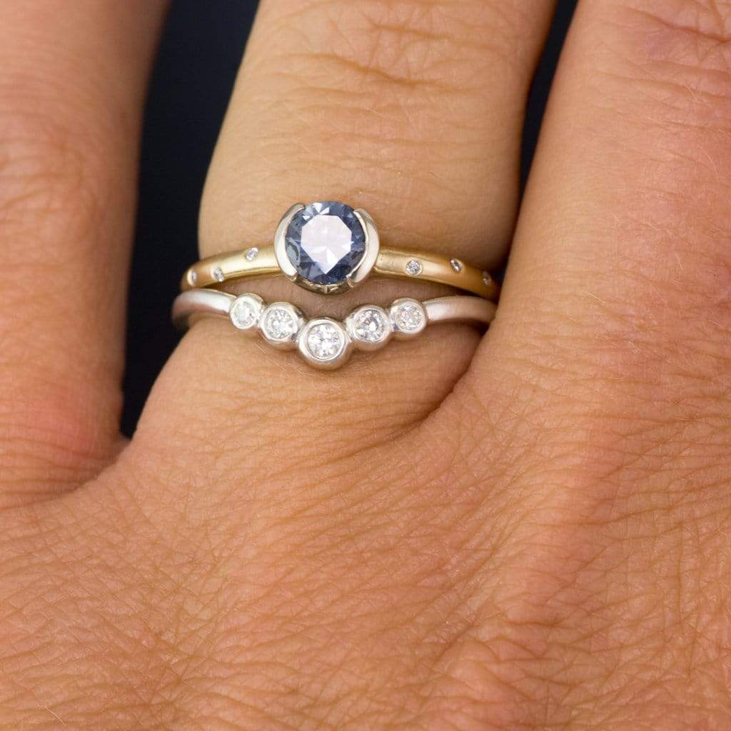 Velda - Graduated Diamond, Moissanite or Sapphire Curved Contoured Stacking Wedding Ring Ring by Nodeform