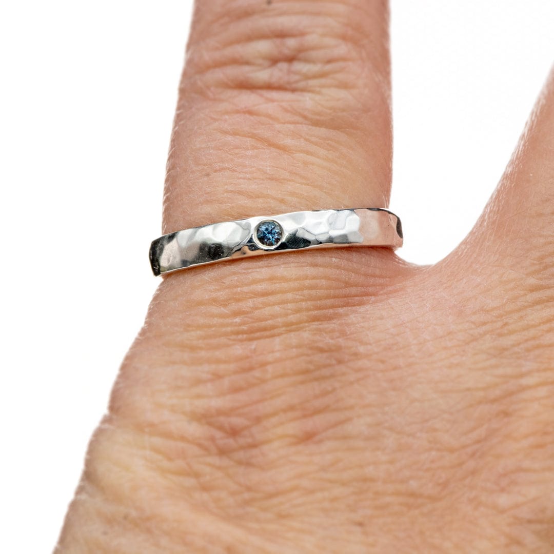 Hammered Wedding Ring With Flush set Lab-created Alexandrite Ring by Nodeform