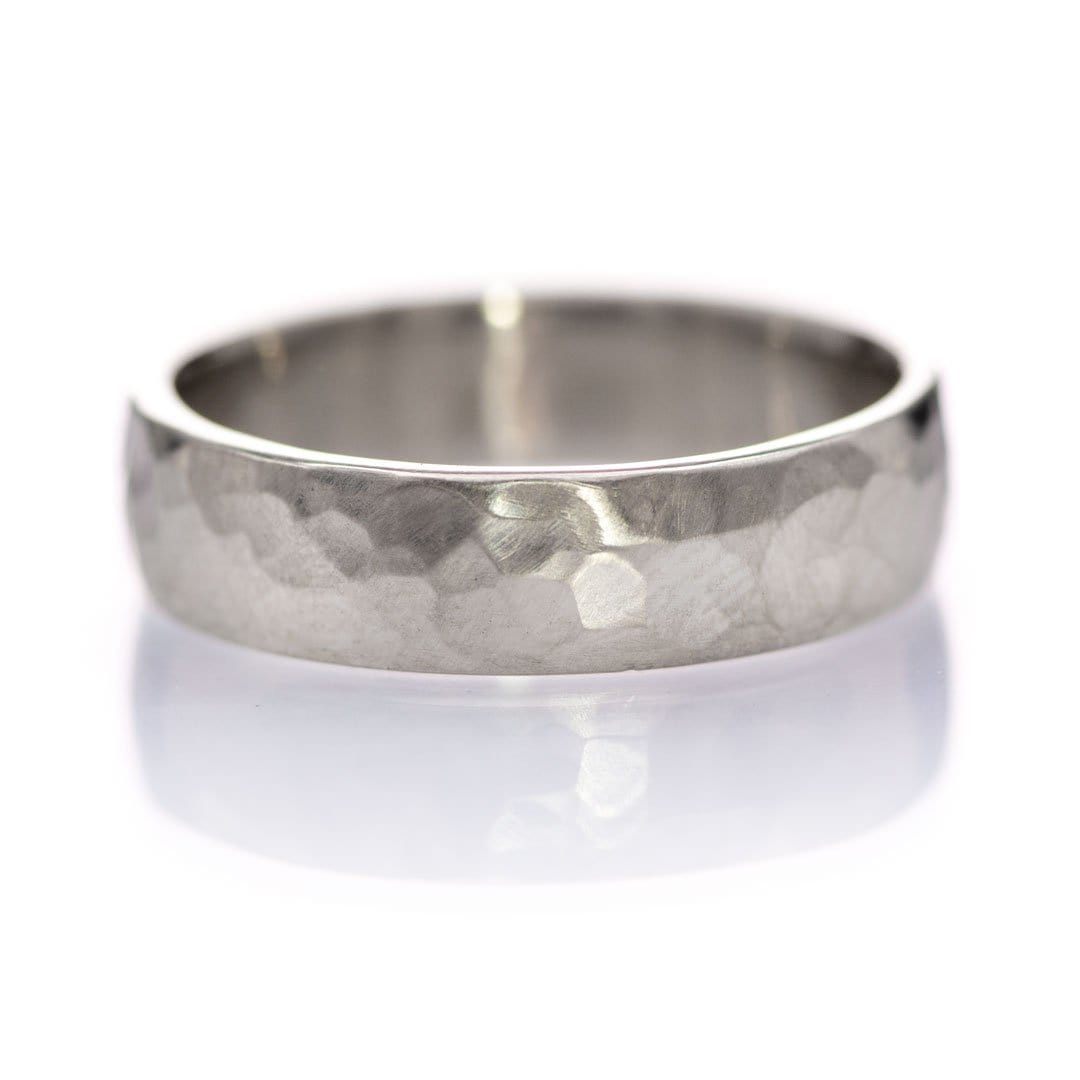 Wide Hammered Domed Wedding Band Ring by Nodeform