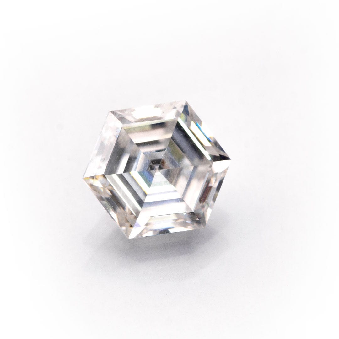 Hexagon Step Cut White Moissanite Gemstone Loose Gemstone by Nodeform