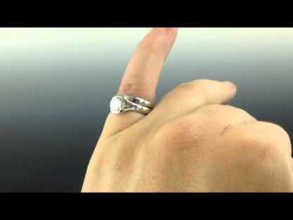 Round Moissanite Fold Semi-Bezel Set Solitaire Engagement Ring