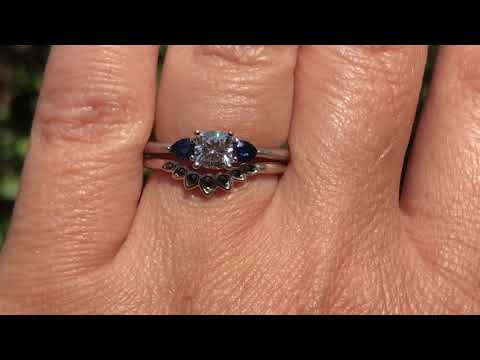 Round-Cut 2ctw. Blue Diamond 3-Stone Bridal Set in 10k White Gold