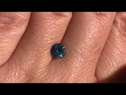 Round Fair Trade Blue/Teal Blue Malawi Sapphire Half Bezel Solitaire Engagement Ring