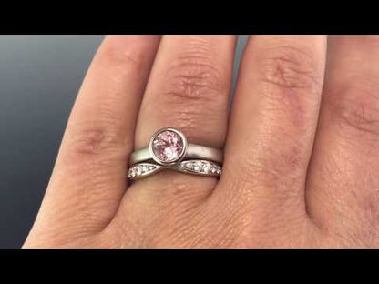 Pippa Band - Pinched Contoured Wedding Ring Graduated Diamond, Moissanite, Ruby or Sapphire