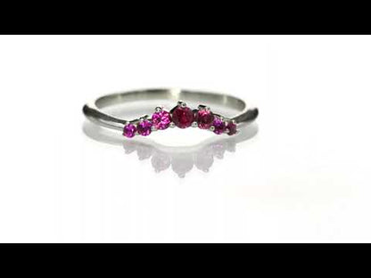 Corinne - Curved Contoured Wedding Ring With Rubies