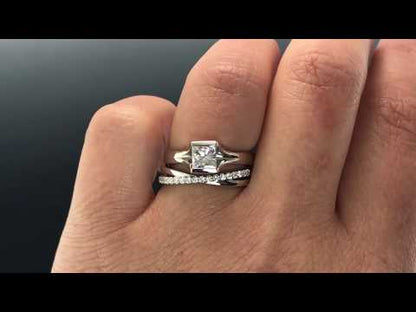 Princess Square Brilliant Moissanite Fold Semi-Bezel Set Solitaire Engagement Ring