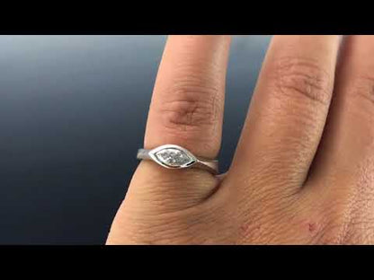 Marquise Moissanite Bezel Solitaire Engagement Ring