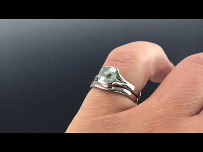 Checkerboard Cushion Fair Trade Green Sapphire Fold Solitaire Engagement Ring