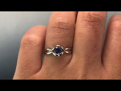 Wave Alexandrite Solitaire Engagement Ring