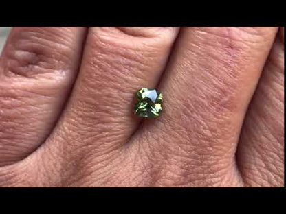 Cushion Cut Australian Green Sapphire Fold Half-Bezel Solitaire Engagement Ring
