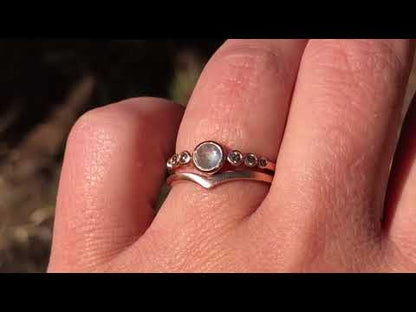 Bezel set Rose Cut Diamond & Graduated Champagne Diamond  Engagement Ring