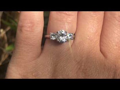 Oval Moissanite 3 Stone Prong Set Engagement Ring