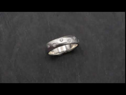 Moissanite Wedding Ring, Random Moissanite Flush Set Band
