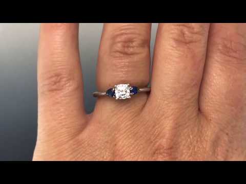 Sapphire and Diamond Three Stone Bridal Set | Angara