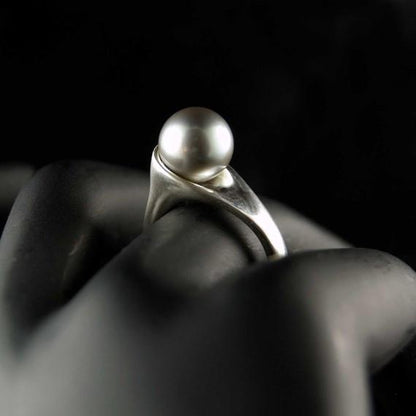 Modern Tahitian Black Pearl Solitaire Ring Ring by Nodeform