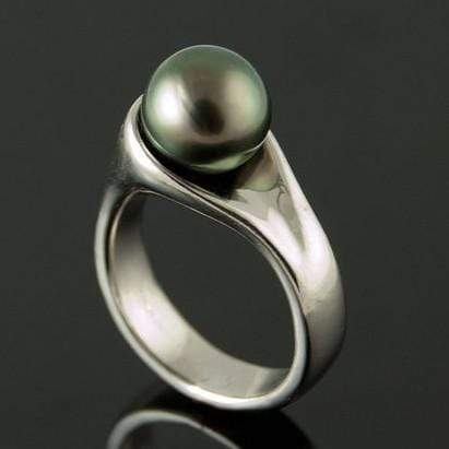 Modern Tahitian Black Pearl Solitaire Ring Ring by Nodeform