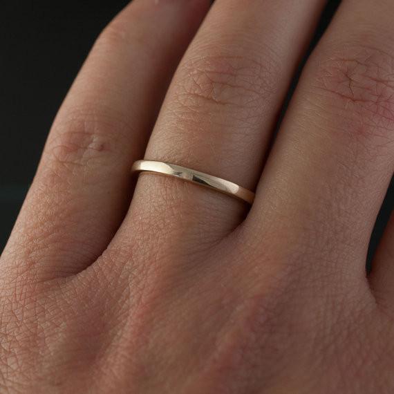 Narrow Domed Yellow or Rose Gold Wedding Band, 2-4mm Width Ring by Nodeform