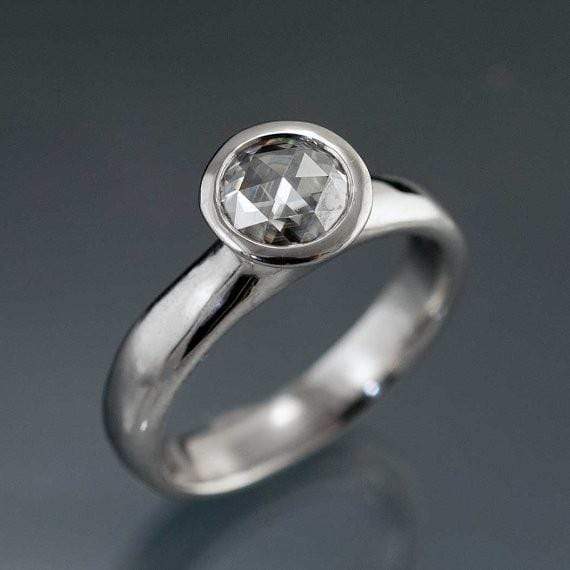 Rose Cut Round Moissanite Solitaire Engagement Ring Ring by Nodeform