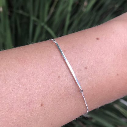 Simple Curved Bar Sterling Silver Chain Bracelet, Ready to Ship Sterling Silver Bracelet by Nodeform